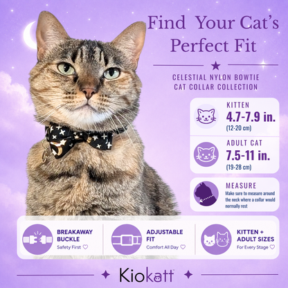 Black Celestial Bowtie Kitten Collar (Small Size)