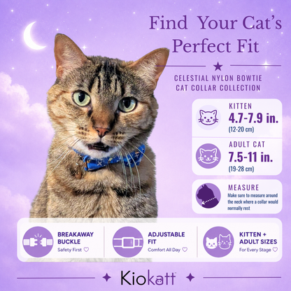 Blue Celestial Bowtie Cat Collar (Adult Size)
