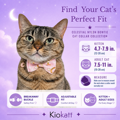 Pink Celestial Bowtie Cat Collar (Adult Size) - Kiokatt
