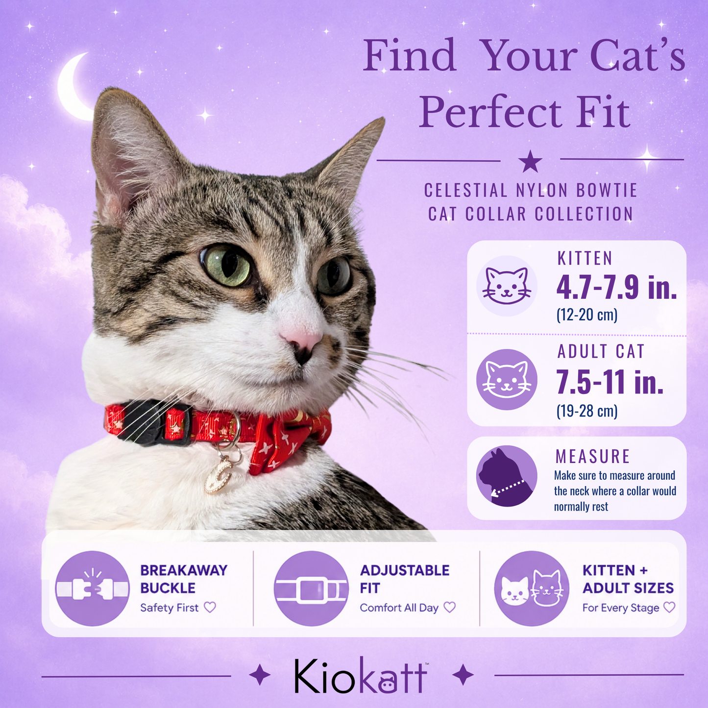 Red Celestial Bowtie Kitten Collar (Small Size)