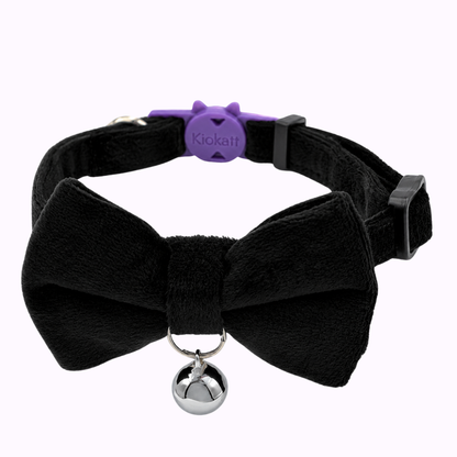 Black Velvet Bowtie + Bell Cat Collar
