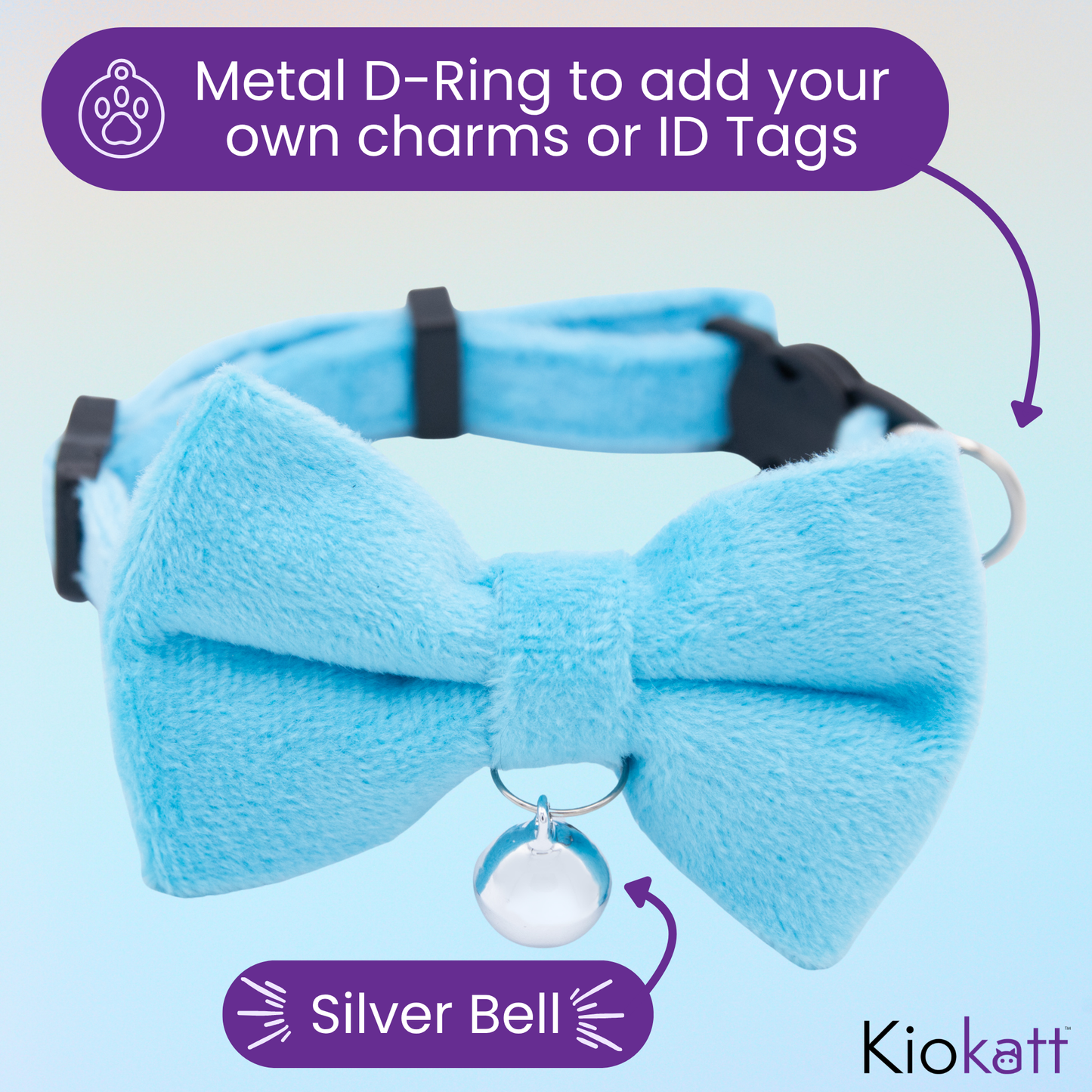 Blue Velvet Bowtie + Bell Cat Collar