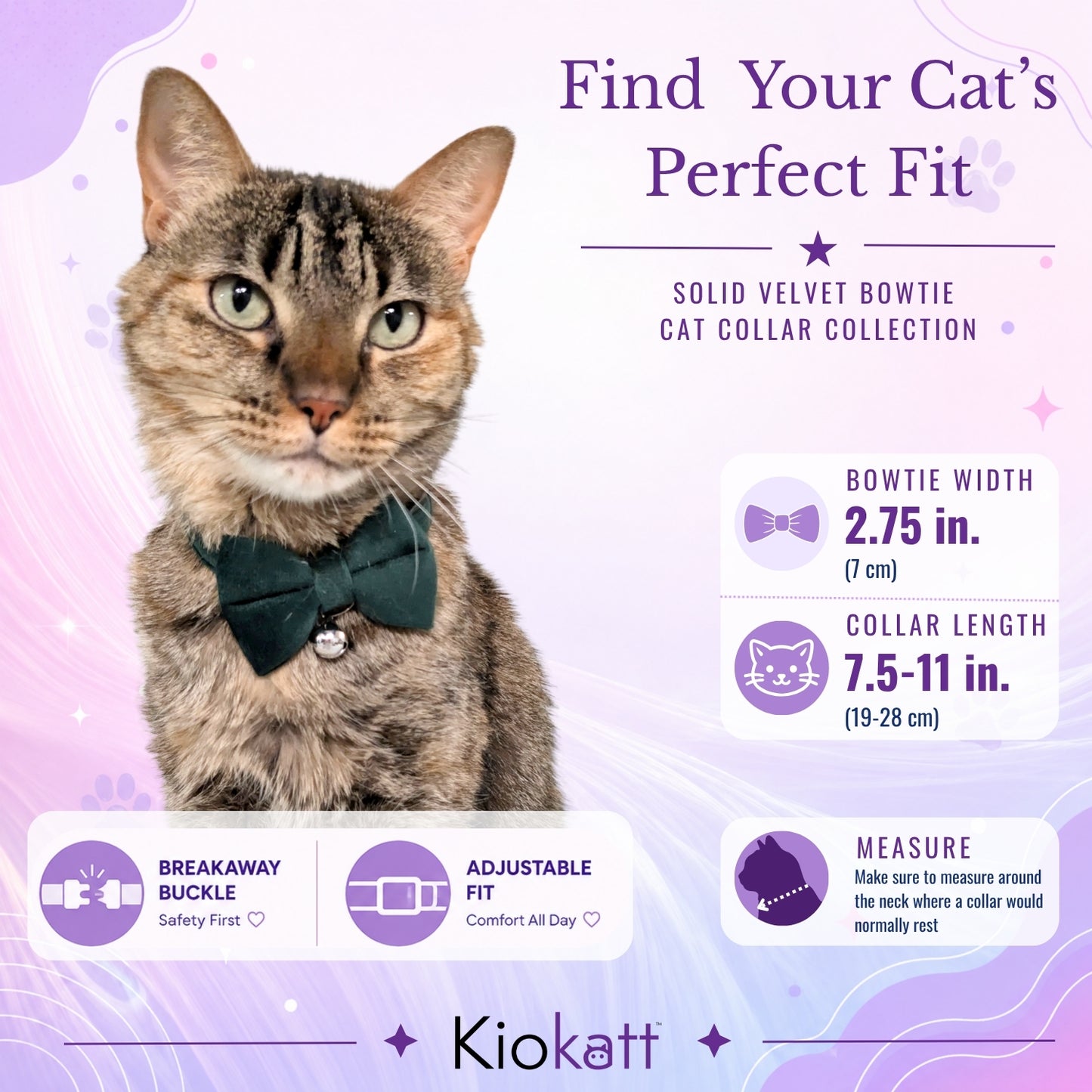 Green Velvet Bowtie + Bell Cat Collar