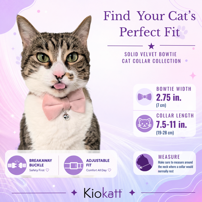 Pink Velvet Bowtie + Bell Cat Collar