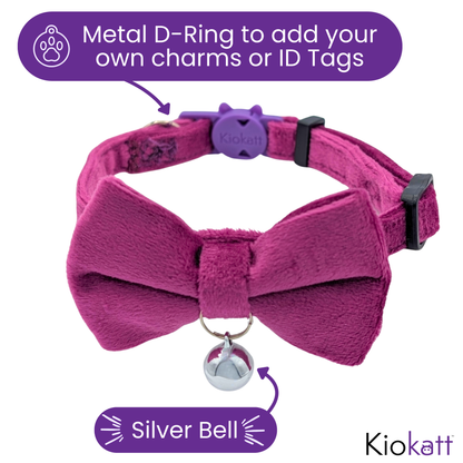 Majestic Purple – Velvet Bowtie + Bell Cat Collar