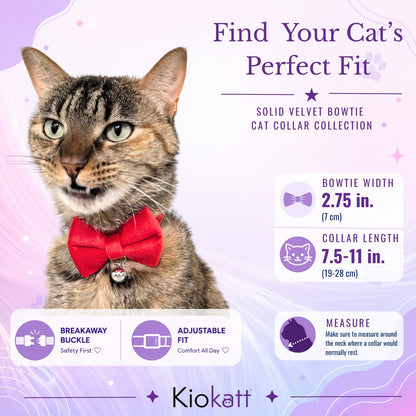 Red Velvet Bowtie + Bell Cat Collar