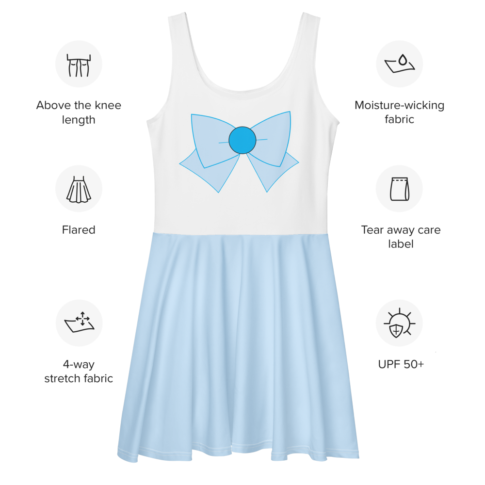 Wisdom & Water Skater Dress – Light Blue Casual Cosplay
