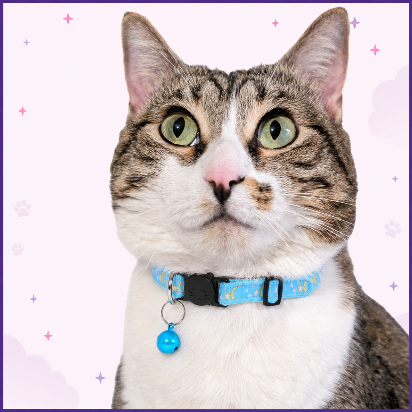 Soft Blue Celestial Nylon Cat Collar