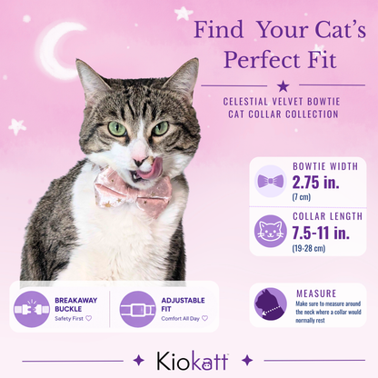 Pink Celestial Velvet Bowtie Cat Collar