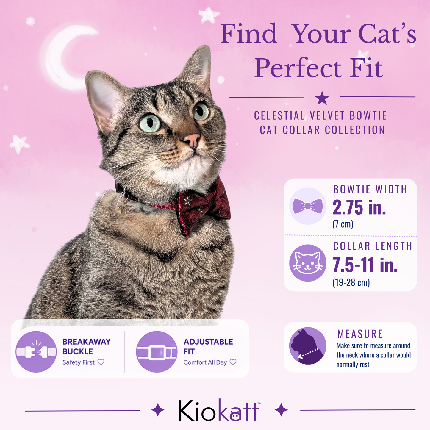 Red Celestial Velvet Bowtie Cat Collar