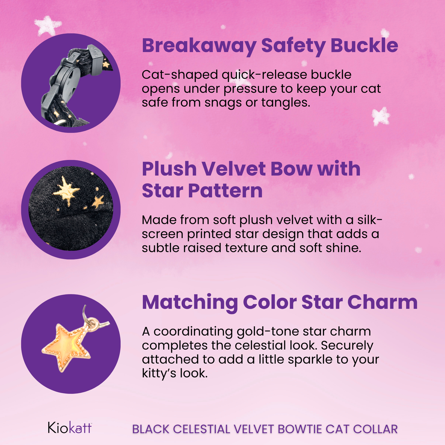 Midnight Moon – Black Celestial Velvet Bowtie Cat Collar