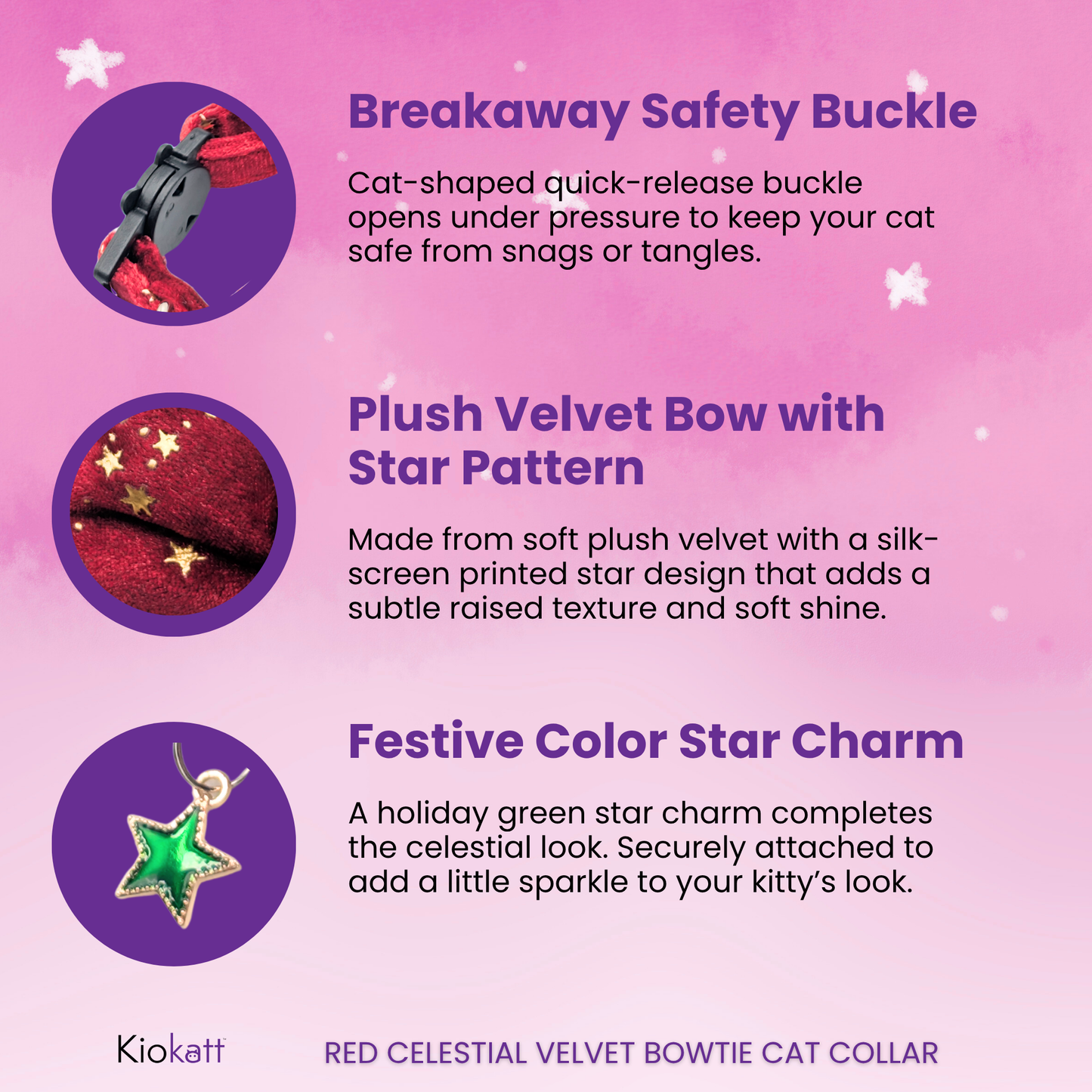 Lunar Ember – Red Celestial Velvet Bowtie Cat Collar