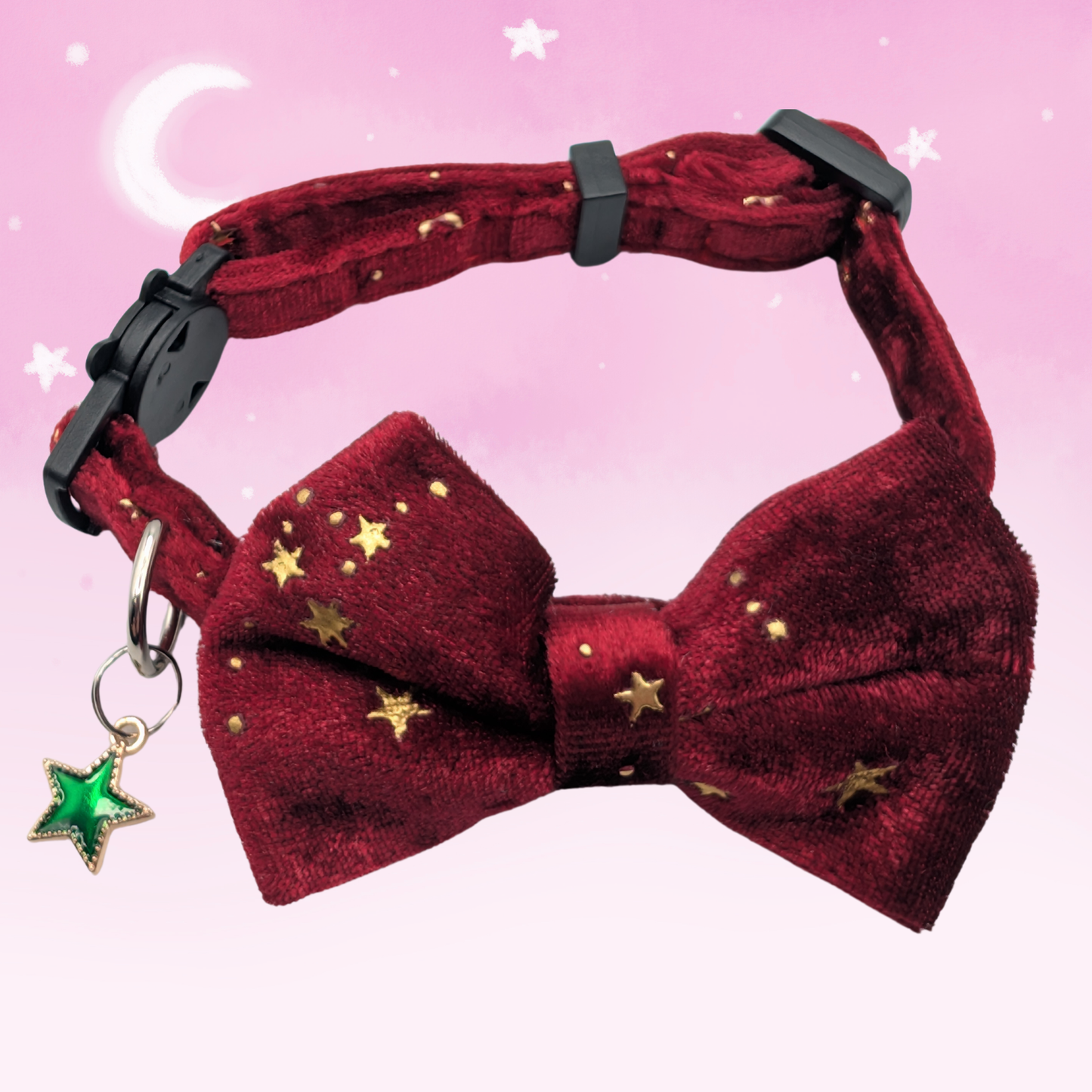 Red Celestial Velvet Bowtie Cat Collar