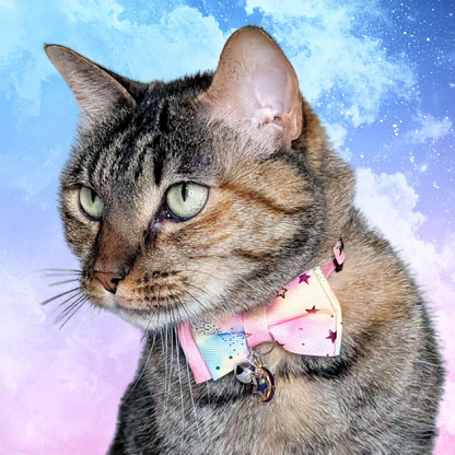 Pink Moonstar Galaxy Bowtie Cat Collar