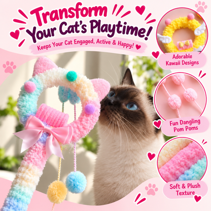 cats playing with the angel wing kawaii cat wand