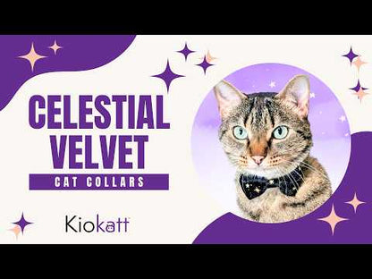 Teal Celestial Velvet Bowtie Cat Collar