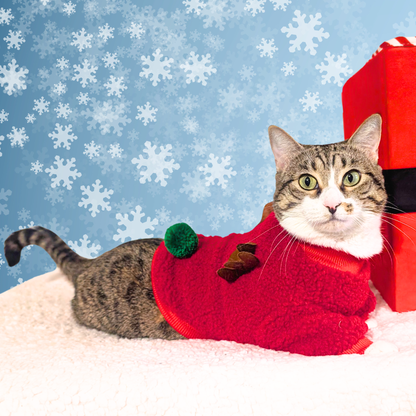 3D Reindeer Holiday Cat Sweater (Red or Green)