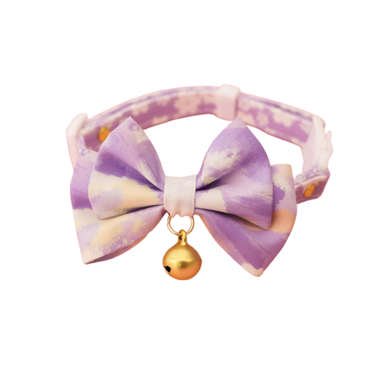 Watercolor Bow Cat Collar Set of 2 - Pink & Purple