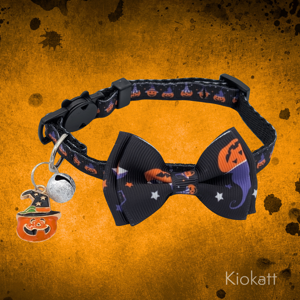 Halloween Pawsome pair - purple black hair bow and cat collar