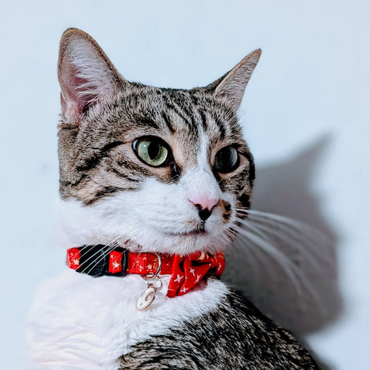 Lunar Ember – Red Celestial Bowtie Cat Collar