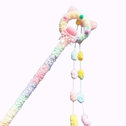 Pastel Rainbow Cat Ear Wand Toy