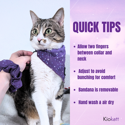 Pawsome Pair – Purple Stars Bandana Cat Collar + Matching Scrunchie