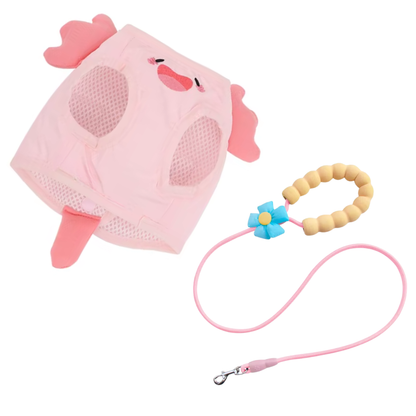 Pink Axolotl Cat Harness + Leash Set