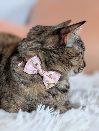 Starlit Blush – Pink Celestial Bowtie Cat Collar