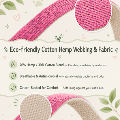 Pink Hemp Cotton Bowtie Cat Collar