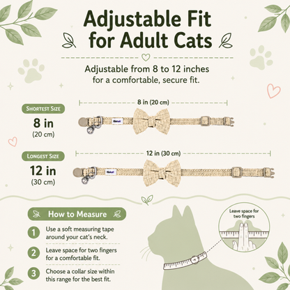 Tan Hemp Cotton Bowtie Cat Collar