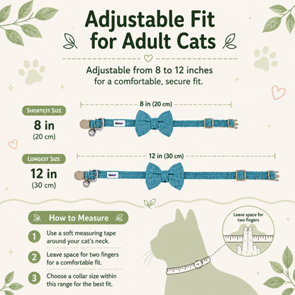 Teal Hemp Cotton Bowtie Cat Collar