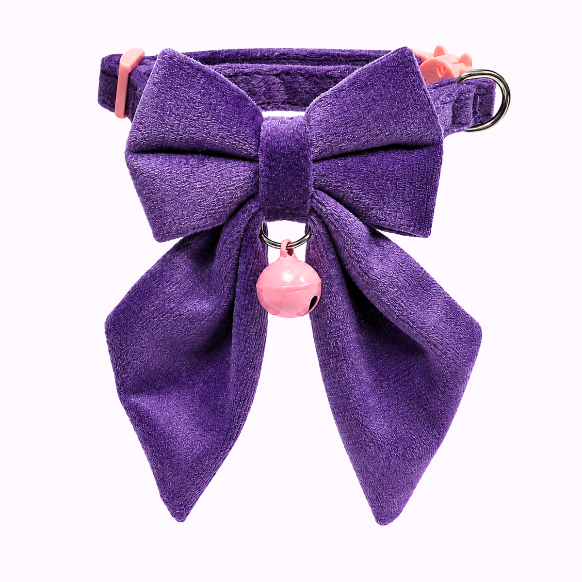 Purple Velvet Sailor Bow Cat Collar with Pink Bell